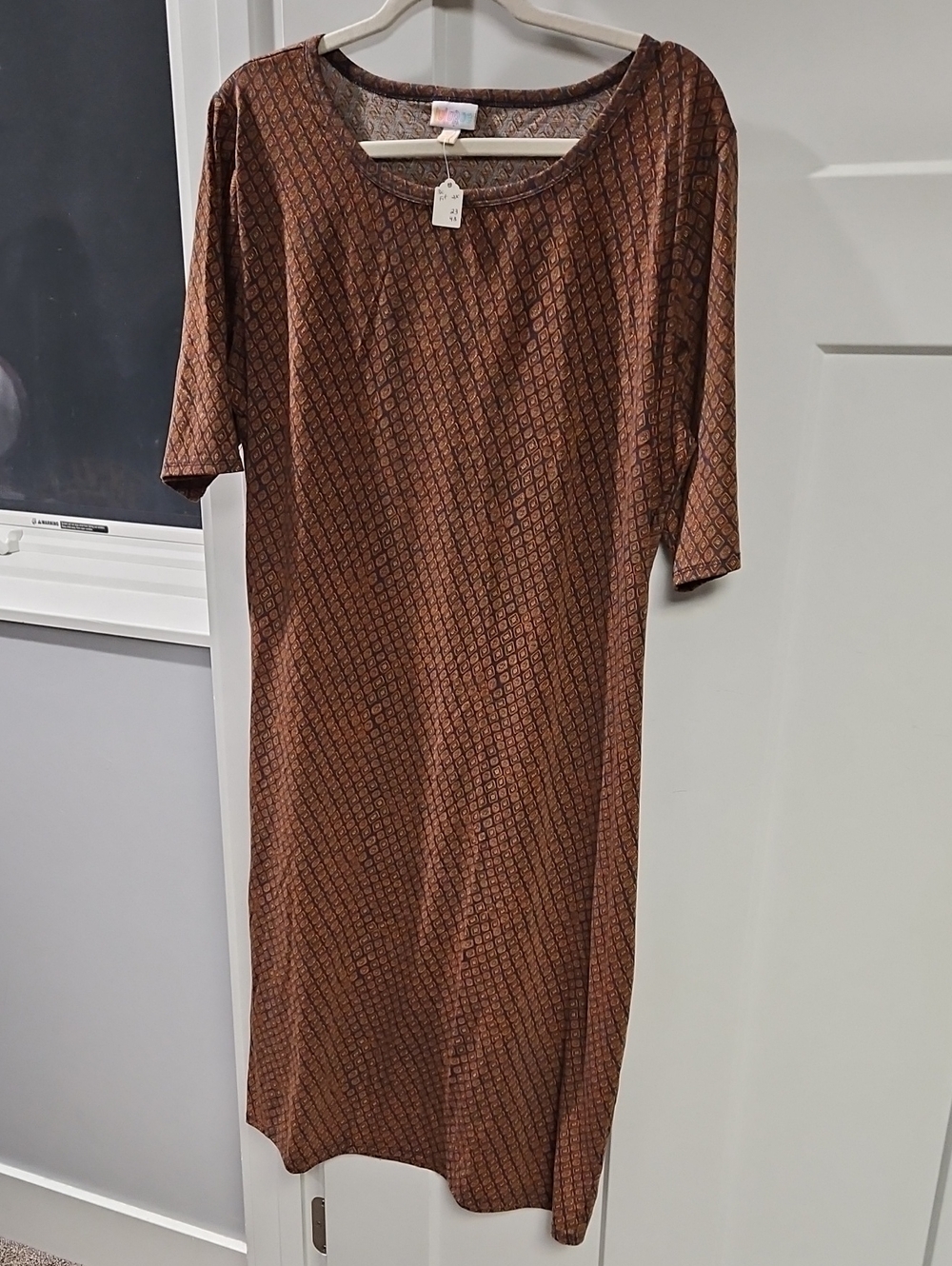 LuLaRoe Brown Diamond-Pattern Midi Dress